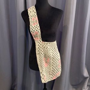 FREE PEOPLE crossbody shoulder sheer linen Boho Floral Stars BRAND NEW